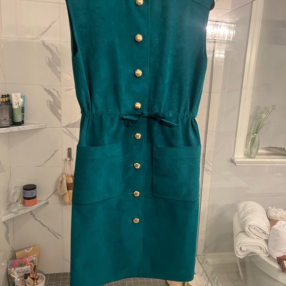 Dressing, rich, extremely rare, find, genuine, ultra, suede jumper dress, size 8 - Picture 16 of 17